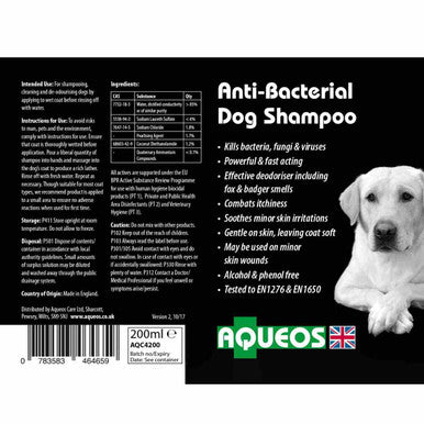 Aqueos Anti Bacterial Anti Viral Dog Shampoo