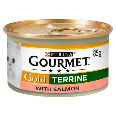 Gourmet Purina Gold Tinned Cat Food Terrine with Salmon