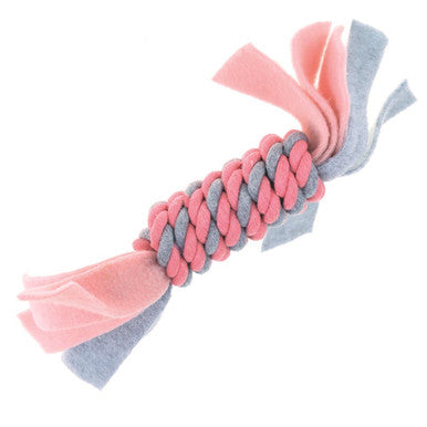 Happy Pet Little Rascals Fleecy Rope Coil Pink Puppy Toy