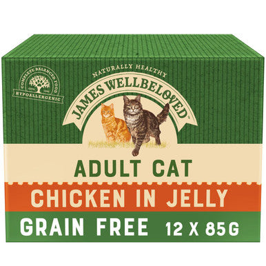 James Wellbeloved Adult Cat Grain free Pouches with Chicken in Jelly