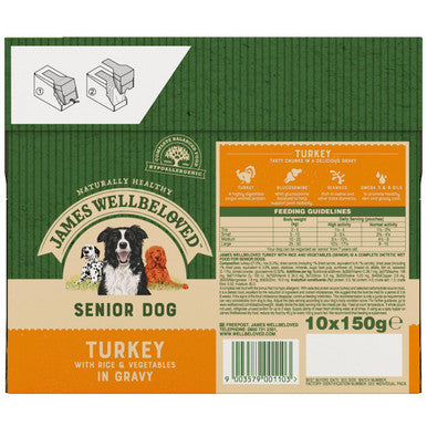 James Wellbeloved Senior Turkey Rice Wet Dog Food Pouches