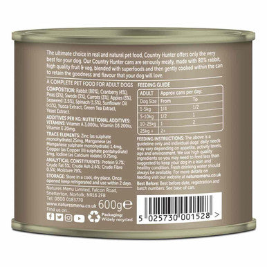 Natures Menu Country Hunter Rabbit Cranberry Wet Dog Food Cans