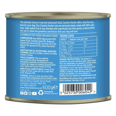 Natures Menu Country Hunter Wild Boar Wet Dog Food Cans