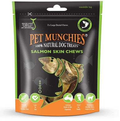 Pet Munchies 100 Natural Large Salmon Skin Chews Dog Treat