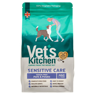 Vets Kitchen Adult Grain free Sensitive Pork Potato Dry Dog Food