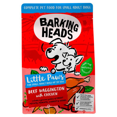 Barking Heads Little Paws Small Adult Dry Dog Food Beef Waggington with Chicken