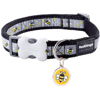 Red Dingo Bumble Bee Dog Collar in Black