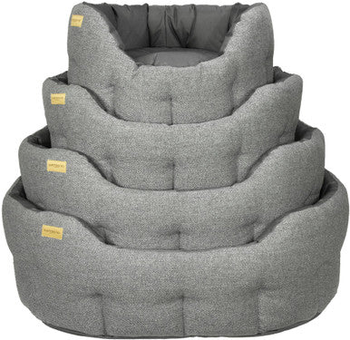 Earthbound Traditional Tweed Waterproof Dog Bed in Steel Grey