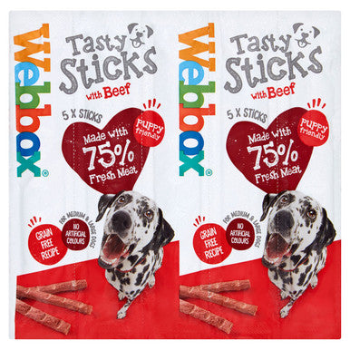 Webbox Grain free 5 x Tasty Sticks for Medium and Large Dog Treats Beef