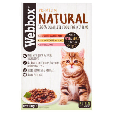 Webbox Naturals Grain free Kitten Wet Cat Food Mixed Selection in Jelly