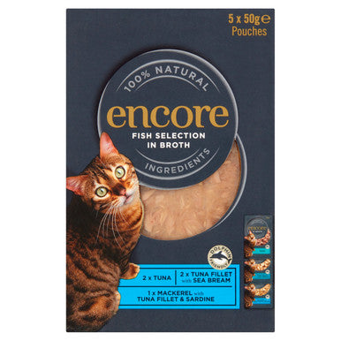 Encore Adult Wet Cat Food Pouches Fish Selection in Broth