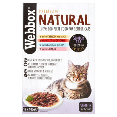 Webbox Natural Senior Wet Cat Food Pouches Mixed selection in Jelly